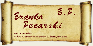 Branko Pecarski vizit kartica